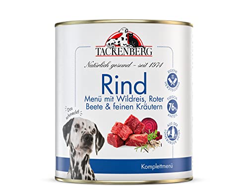 TACKENBERG Rind mit Wildreis, Roter Beete & feinen Kräutern Nassfutter Dose für Hunde - Hundefutter in Premiumqualität - natürlich getreidefrei, 6 x 400 g