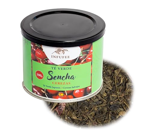 Té verde sencha con cerezas salvajes - Té japonés con cerezas - Infusión antioxidante - Té...