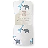 SwaddleDesigns Marquisette Swaddling Blanket, Safari Fun, Blue