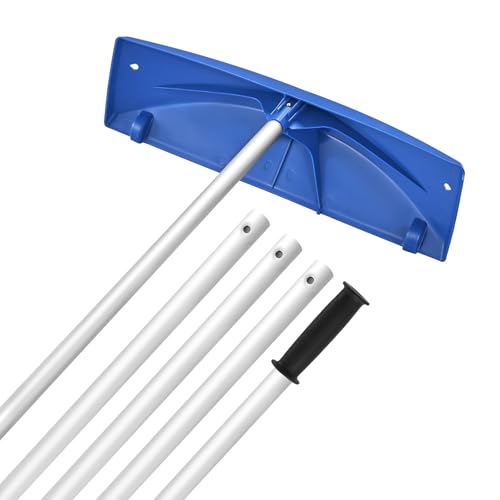 VEVOR Snow Roof Rake, 24 in PP Plastic Blade, 3.8-18.2 ft Adjustable Roof Snow Scraper with Wheels, Anti-Slip Handle Snows Removal Tool, Lightweight House Rooftop Rake for Leaves Debris Removal