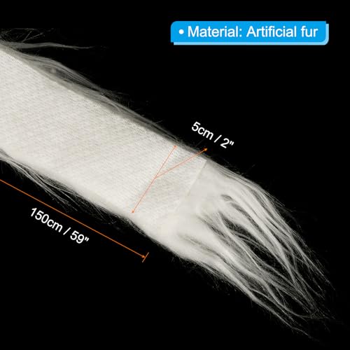 PATIKIL Plush Faux Fur Fabric Precut Strips, 59" x 2" Fluffy Faux Fur Ribbon for DIY Crafts Christmas Halloween Gnome Beard, White - Image 2