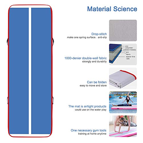 Ibigbean Inflatable Tumbling Track Gymnastic Mats - Blue Surface Red Side (40 Feet) #TOP1