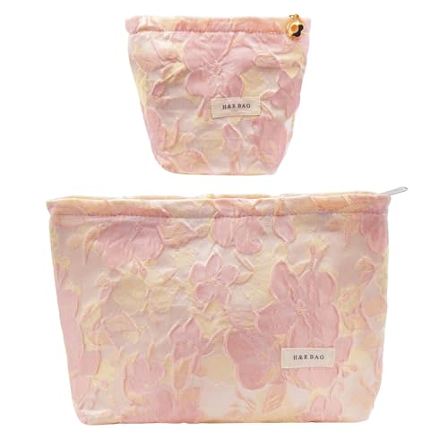 ONEGenug Kosmetiktasche Klein 2 Pcs Make up Tasche Damen Mädchen Schminktasche Organizer für Reise Geschenk