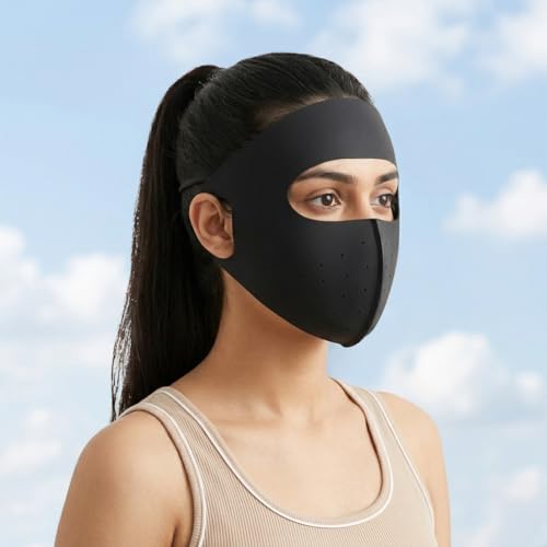 Image of SANNIDHI Full Face Mask for Sun Protection, 3D Face Cover for Women Men, UPF 50+ Summer Face Mask for Women, Breathable Ice Silk Cooling Sun UV Masks for Biking, Driving (Reusable)