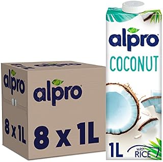 Alpro Coconut Plant-Based Long Life Drink, Vegan & Dairy Free, 1L (Pack of 8)(packaging may vary)