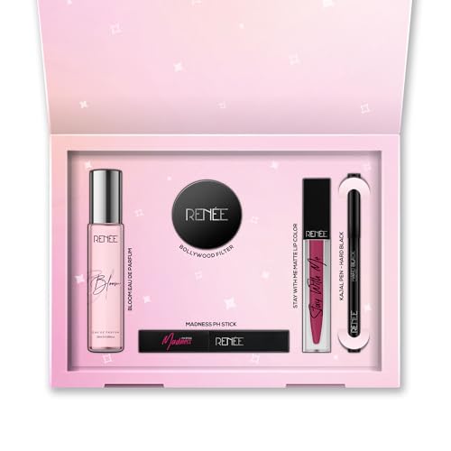RENEE Dream Kit, Curated with Makeup Essentials, Includes Kajal, Primer, Lipstick, Perfume & Madness Ph Stick, Infused with Skin-Loving Ingredients, Ideal for Gifting, Pack of 5