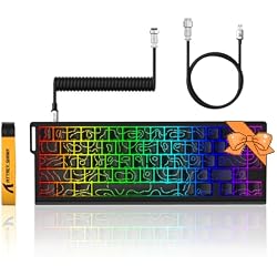 ATTACK SHARK X68 HE 8KHZ Rapid Trigger Keyboard Magnetic Switch,0.01 mm RT Accuracy,Wired RGB 60% Gaming Keyboard TKL with Adjustable Actuation,Snap Tap,Coiled Cable,for PC/Mac(Black Contour)