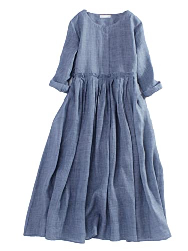 Robe d'été pour femme légère en coton et lin contre la chaleur