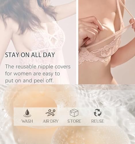 Image of Apriddeo Seamless Grippy-not-sticky Non-Adhesive 2 Pairs Nipple Covers Reusable Pasties