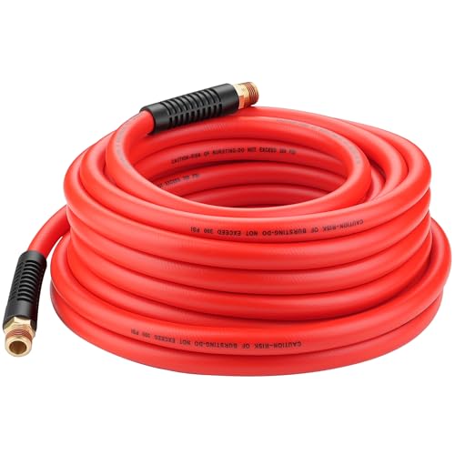 HOOTSUM 1/2 Inch x 50ft. Hybrid Air Compressor Hose with 1/2 in. MNPT Ends and Bend Restrictors