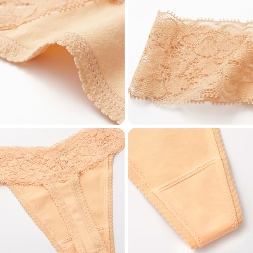 Image of ANNYISON Women's Thongs, T Back Low Waist See Through Panties Cotton Seamless Lace Thongs for Women