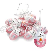 12 x decorative hangers Easter – Easter bunny in egg shape made of metal – Easter decoration for hanging on.