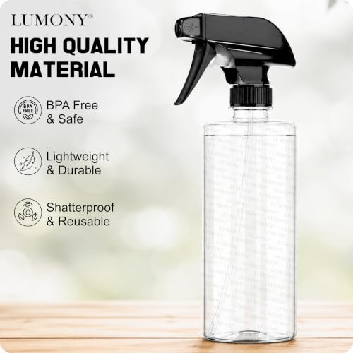 Image of LUMONY Pack of 2 - Spray Bottle 500 ML Transparent Clear Empty Water Spray Bottles,Water Liquid Sprayer Set for Face, Hair, Garden, Sanitizer, Perfume and More (Pack Of 2)