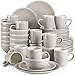 vancasso, Série SEESAMI. Service de Table Complet en Céramique Matte, 48 Pièces pour 12 Personnes, Assiette Plate, Assiette à Dessert, Bols, Tasse Mug, Style Moderne