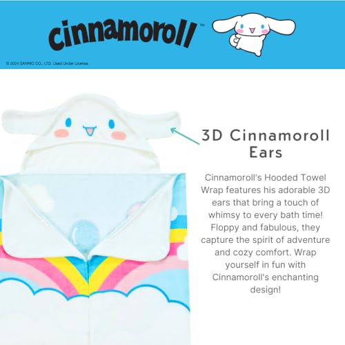 Image of Sanrio Cinnamoroll Kids Super Soft Bath /Pool /Beach Soft Cotton Terry Hooded Towel Wrap, 24 in x 50 in, (Officially Licensed Product) By Franco