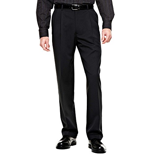 Haggar Men's Two-Tone Herringbone Expandable-Waist Pleat-Front Dress Pant - Main Image