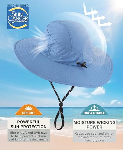 Image of Connectyle UPF 50+ Wide Brim Sun Hat for Men Women UV Protection Bucket Hats Outdoor Breathable Safari Hat for Fishing Hiking