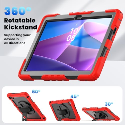 Coque Lenovo Tab K10C TB-311FU robuste protection intégrale avec protège-écran rouge - 2