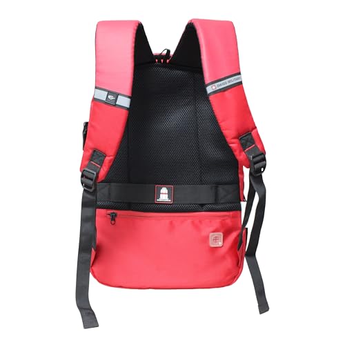 Image of SWISS MILITARY 30L Unisex Laptop Travel Backpack for 15.6-Inch Laptops - with Luggage Strap, Detachable Key Ring, Anti-Theft Pocket, Expandable Bottle Pocket for Office and College Use-Red