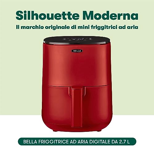 bella Friggitrice ad Aria Digitale da 3 L, Multifunzione 5-in-1 con Griglia e Cestello Antiaderenti Rimovibili e Lavabili in Lavastoviglie, 1400 Watt, Rosso Opaco - Immagine 1