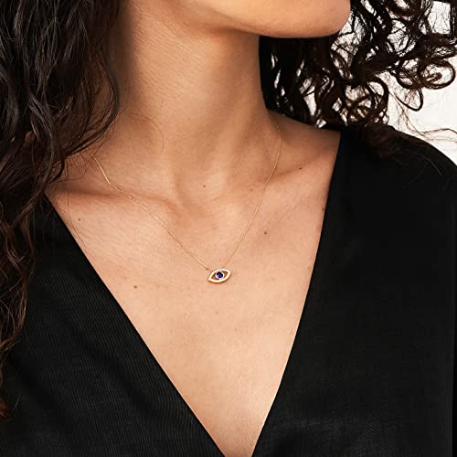 Gelin 14k Solid Gold Evil Eye with Diamond Sapphire Necklace for Women2