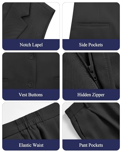 Women's 2 Piece Suit Sets Sleeveless Two Button Vest and Wide Leg Pants Business Casual Work Outfits3