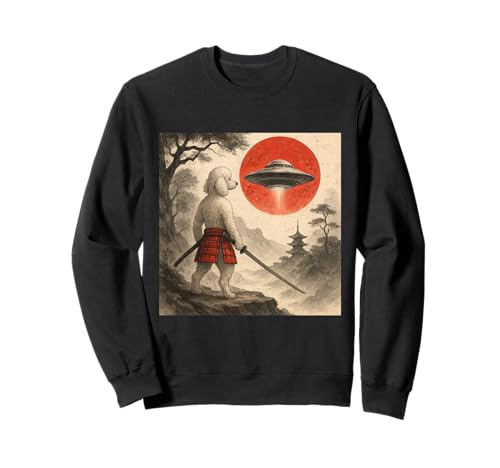 Caniche Samurai UFO Vintage Japonés Ukiyo-e Perro Amante Sudadera