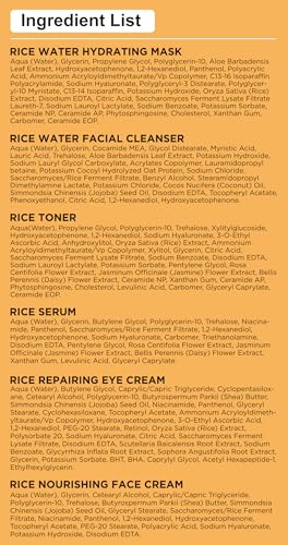 Skin Care Set,6Pcs Women Teen Glass Skincare w/Korean Rice Extract,Hydrate Glow Repair Anti-Aging Facial Routine Kit Self Care Gifts for Women Mom Wife Teenage Girl Christmas Gifts Stocking Stuffers