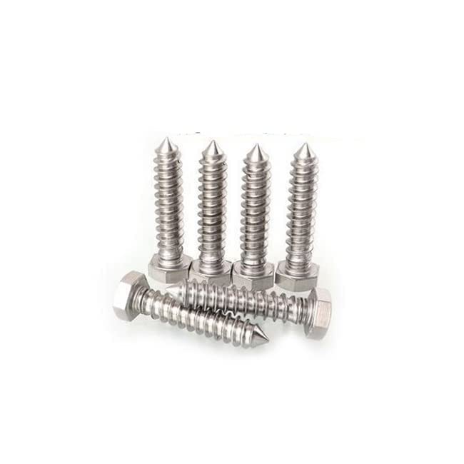 Image of Rely⇒VP INDUSTRIES (Pcs-15) M6.3x19 mm Hex Head Coach Lag Screws - Stainless Steel Self-Tapping Wood Furniture Bolts for Beds, Cribs & Bunk Beds