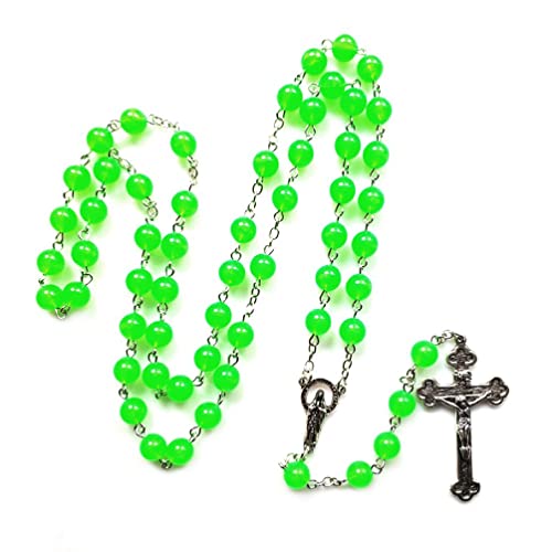 VOVOL Rosenkranz-Halskette, leuchtet im Dunkeln, leuchtend, nachtleuchtend, Kreuz-Halskette Cover