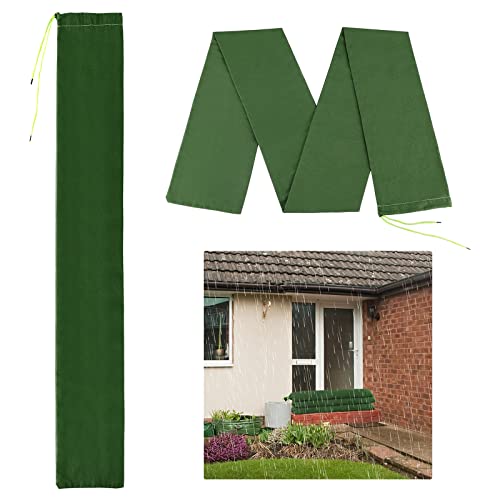 SMLJFO 3 Pcs Flood Water Barrier Sandbags Thickened Long Canvas Bags with Binding Elastic Band Reusable Sandbags for Flooding Rain Water Control for Doors&Windows, Green