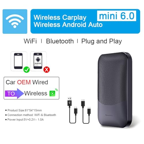 Caja Carplay con cable a inalámbrica Mini 6.0 Original y universal para Android Auto dual 2