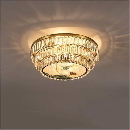Plafonnier cristal luxe or : lustre élégant pour une chambre raffinée