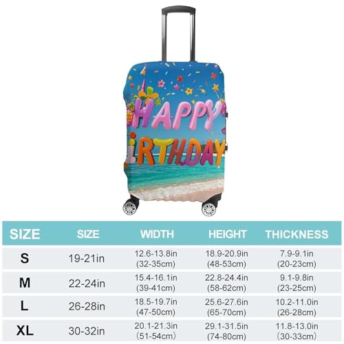 Happy Birthday on The Beach Elastic Luggage Cover Suitcase Protector for 19-32 Inch Suitcases | Universal Stretchable Travel Bag Cover | Anti-Scratch, Washable with Zipper Closure XL2