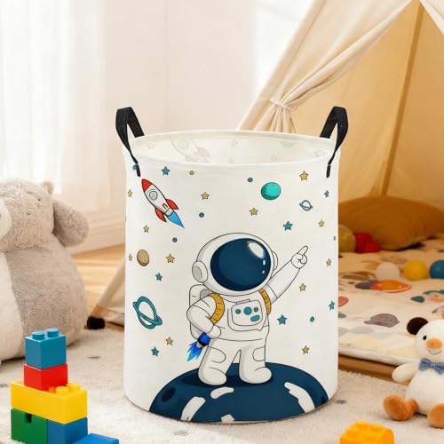 Image of ESSME Kids Laundry Basket,Space Hamper Collapsible Canvas Waterproof Storage Bin foBoys, Cute Hamper,Gift Baskets(Astronaut)