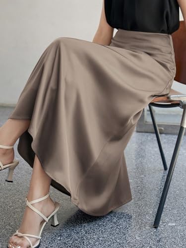 Women's Flowy Trendy Skirt Elegant Solid Color Long Skirt2