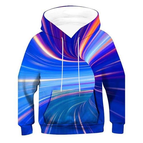 Boy's Fleece Sweatshirts 2 To12 Year Boys Girls 3D Printed Fashion Pullover Sweatshirts Novelty (Light Blue, 5-6 Years)