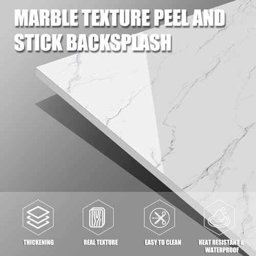 DULEIXUFHEE Marble Peel and Stick Backsplash 23.6 x11.8 in, 20PCS, White by DULEIXUFHEE - Used condition - Image 8