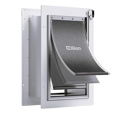 3-Flap Pet Door for Wall Dog Door for Wall Exterior, Large Doggie Door for Walls with All-Metal Frame,Metal Closing Panel & Aluminum Lock, Large Doggy Door
