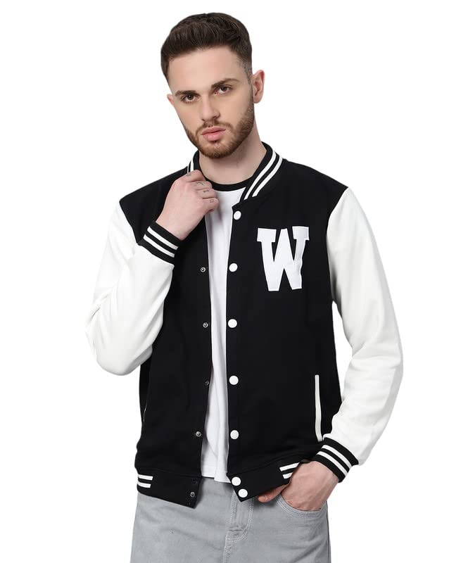 Image of BE SAVAGE Men's Cotton Blend Standard Length Varsity Jacket