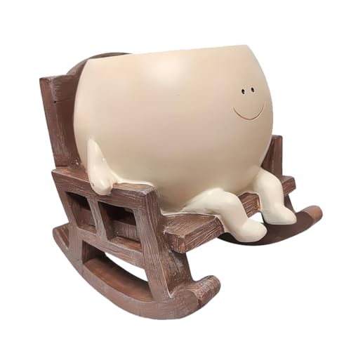 Smile Face Planter Pot, Cute Plant Pot Funny Planter, Creative Sit Rocking Chair Succulent Face Flower Pot