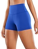 CRZ YOGA Women's Naked Feeling Biker Shorts - 3 Inches High Waisted Yoga Workout Running Spandex Waves Blue Small