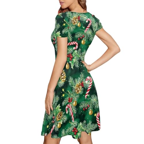 Image of AFPANQZ Womens Casual Summer Lightweight Vintage Dress Short Sleeve Midi Dress Knee-Long Luxury Formal Dress