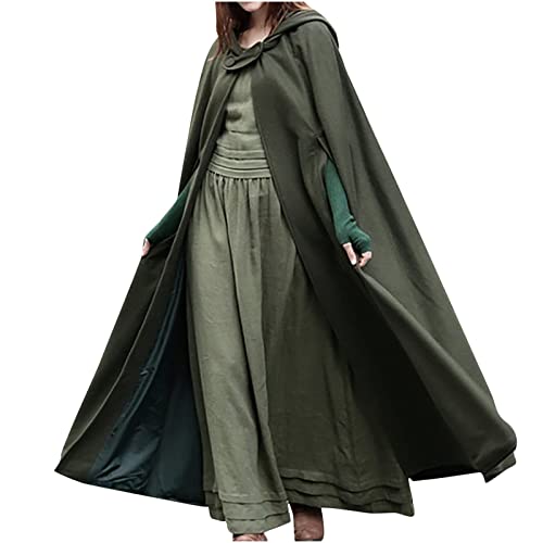XUNRYAN Women's Wool Blend Capes Hooded Cloak Outwear Poncho Open Front Cardigan Autumn Winter Maxi Long Trench Coat3