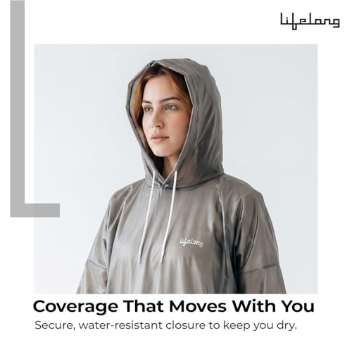 Image of Lifelong Waterproof Unisex Rain Coat Hooded Full Sleeves Outdoor Men, Women, Boys & Girls Rainwear Poncho Raincoat for Camping, Hiking & Travelling (1Pc)