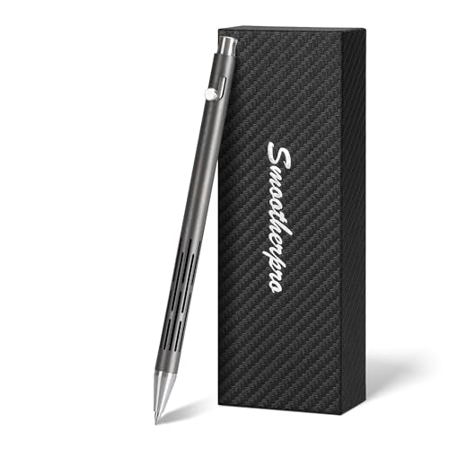 SMOOTHERPRO Bolt Action Pen, Stainless Steel Ballpoint Pen with Black Ink Slim Design, Compatible with Pilot G2 Refills, Gray