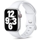 Upeak Compatible con Correa Apple Watch 41mm 45mm 38mm 40mm 42mm 44mm, Correa Deportiva de Silicona Suave Compatible con iWatch Series SE 7 6 5 4 3 2 1, 42mm/44mm/45mm-S/M, Blanco