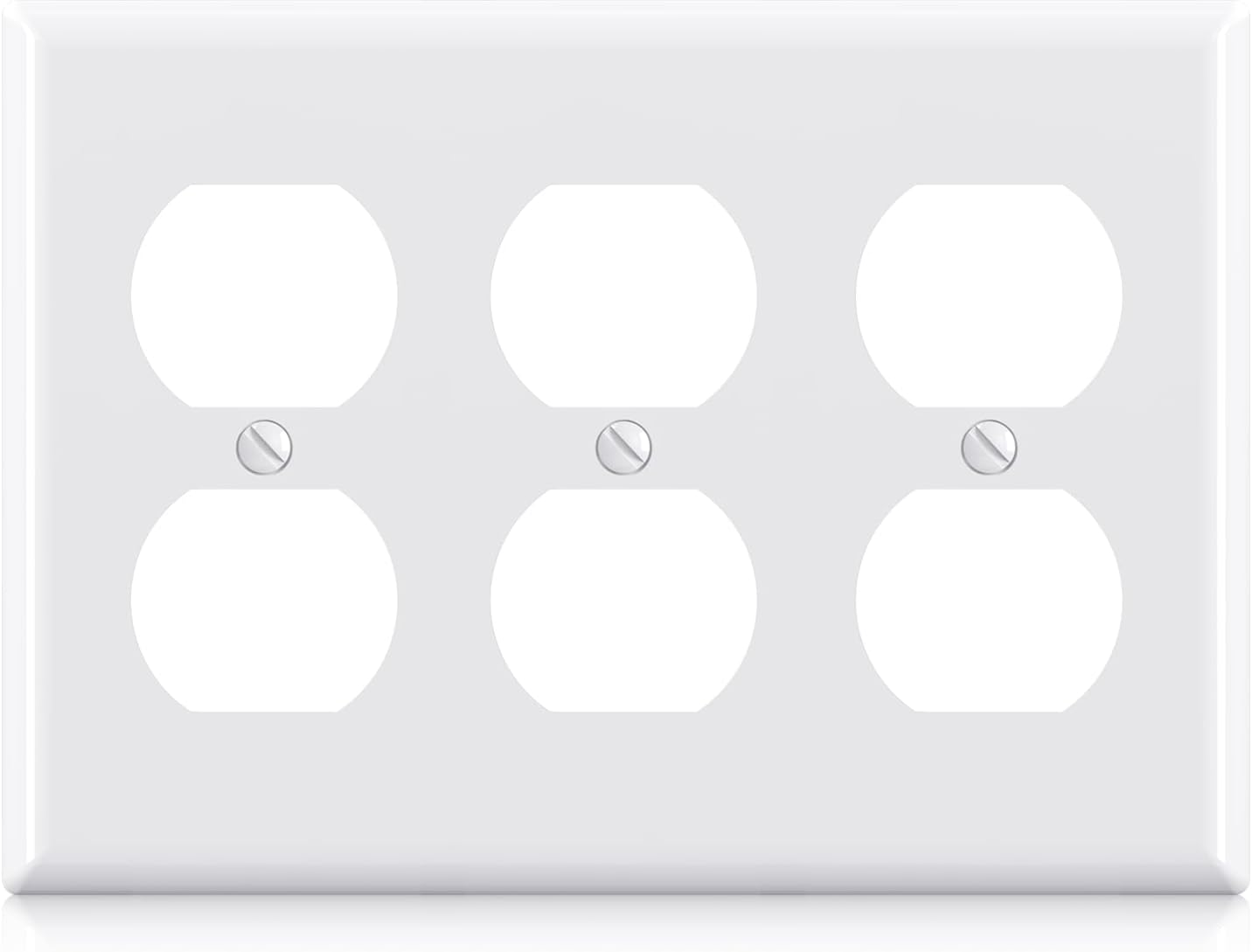 AIDA 3-Gang Standard Duplex Outlet Covers, Glossy White, 1-Pack Unbreakable Polycarbonate Replacement Wall Plates for Light Switch Cover Plate, UL Listed, 4.5" H x 6.39" L