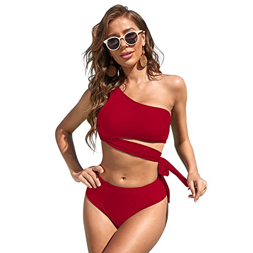 Ensemble bikini 2 pièces taille haute anti-complexes à coupe haute