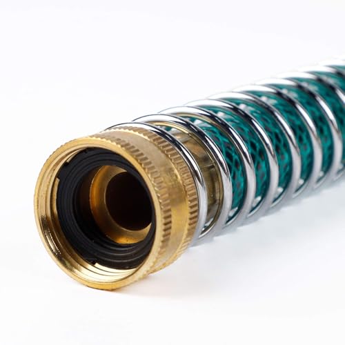 Image of Triumpeek 3 /4 inch Brass 2 Way Hose Splitter, Brass 2 Way Garden Hose Connector with 2 Pcs Garden Hose Coiled Spring Protectors and 6 Rubber Washers